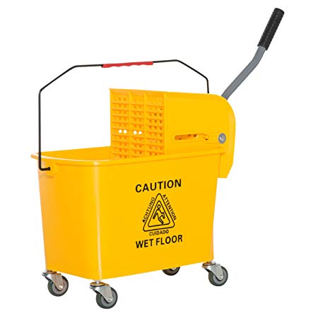 HOMCOM 5 Gallon Janitor Mop Bucket w/Down Press Wringer