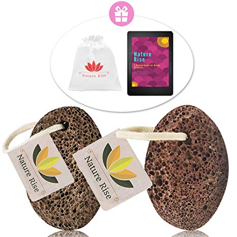 Lava Pumice Stone for Feet | Premium Foot Scrubber & Callus Remover | 2 Pack w/Travel Bag Perfect for Home Work Holiday | Natural Foot File Exfoliation for Men & Women | Includes Free Ebook
