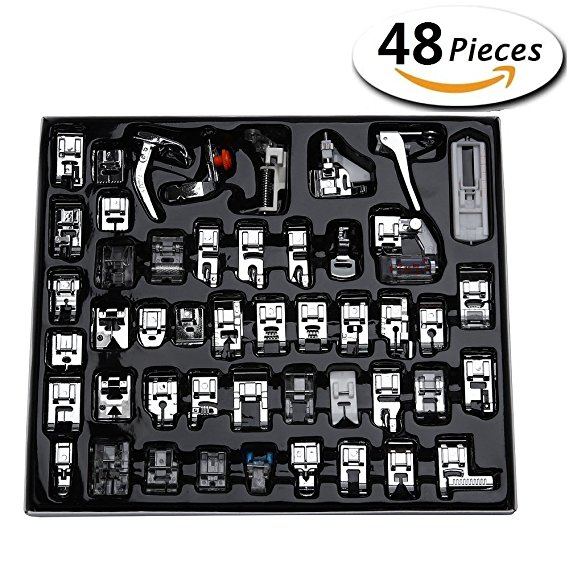 Aiskaer Professional 48pcs Sewing Machine Presser Feet Set for Brother, Babylock, Singer, Janome, Elna, Toyota, New Home, Simplicity, Kenmore,