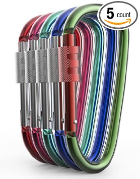Aluminum Carabiner D Shape Buckle Pack, Keychain Clip, Spring Snap Key Chain Clip Hook Screw Lock Buckle -Pack of Assorted Color Carabiners