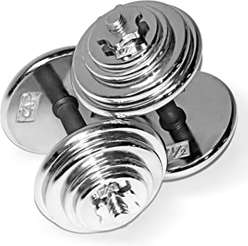 WF Athletic Supply Chrome Standard 1-Inch Weight Plates for Muscle Toning, Strength Building, Weight Loss - Available in Loose Plates and Dumbbell Set