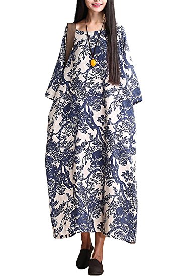 Mordenmiss Women's Printing Dress Travel Line Clothing