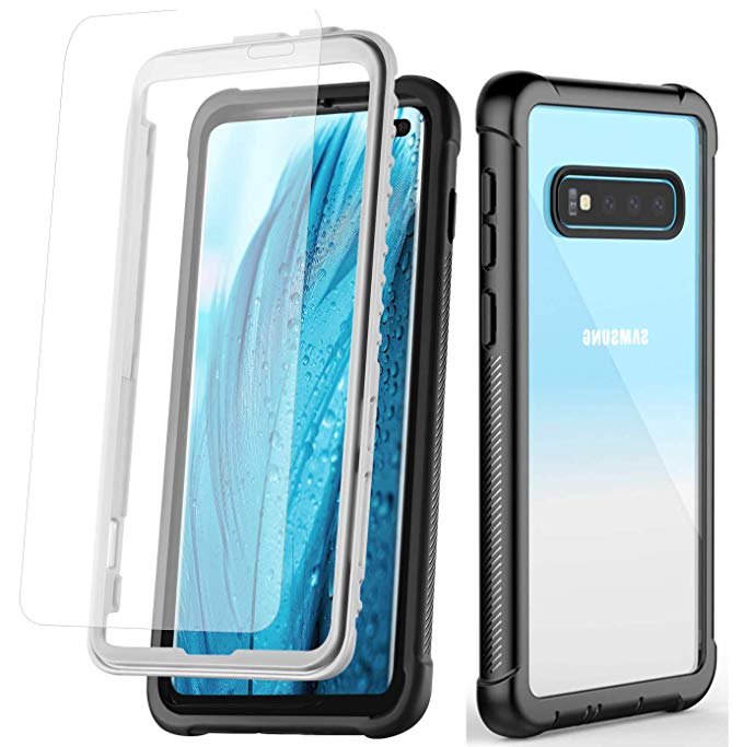 Samsung Galaxy S10 Case, and Full Coverage Screen Protector, Military Grade Drop Tested, Full Body, Heavy Duty, Dropproof, Shockproof Bumper Case for Samsung Galaxy S10 6.1 inch 2019