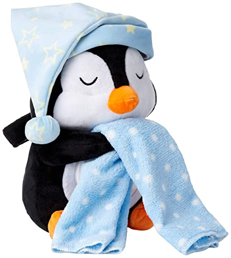 AussQ Baby White Noise Sound Machine for Sleeping, Plush Toys for Babies, Night Light Projector, Baby Sleep Soother, Baby Music Lullaby Machine, Best Baby Shower Gift, Stuffed Animal Penguin.