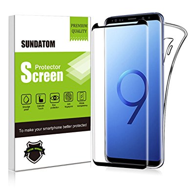 Sundatom Galaxy S9  Screen Protector, 3D Tempered Glass Full Coverage High Definition Clear [Anti-Scratch] [Anti-Bubble] Case Friendly Screen Protector for Samsung Galaxy S9 Plus