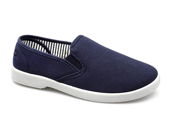 Dr Keller YACHT Mens Canvas Wide Fit Slip On Deck Shoes Navy