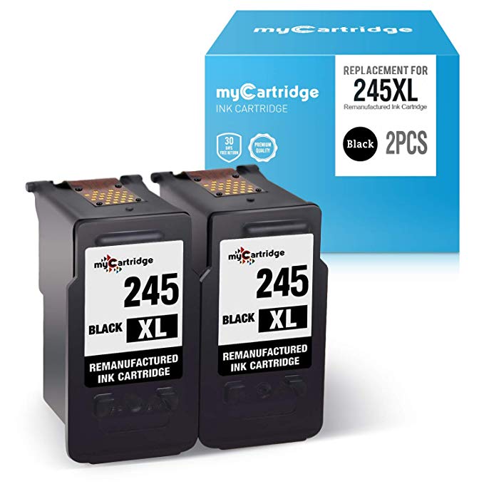 myCartridge Re-Manufactured Ink Cartridge Replacement for Canon 245 PG-245XL 245XL (2-Pack, Black) Work with Canon PIXMA MX492 MX490 MG2520 MG2522 MG3022 MG2922 TS3120 TS3122