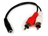 StarTechcom MUFMRCA 6-Inch 35mm Female to 2 x RCA Male - RCA to AUX Y Stereo Splitter Cable Black