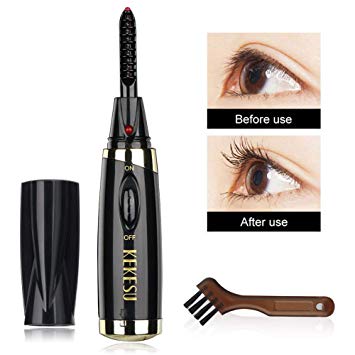 Eyelash Curler,Heated Eyelash Curler, Mini Electric Eyelash Curler, Portable with Led Light Electric Makeup Eyelash Brush (Black)
