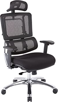 Office Star Pro X996 Fully Adjustable Office Chair with Lumbar Support, Polished Aluminum Base and Coal FreeFlex Black Seat with Headrest