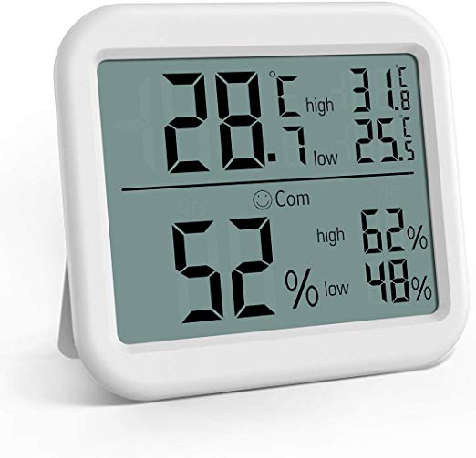 Brifit Room Thermometer, Digital Thermometer Hygrometer, Indoor Monitor Temperature Humidity Meter with Large Screen, Max/Min Records for Room Home Office Nursery