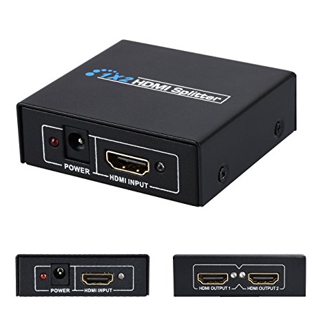 1PLUS HDMI Splitter 1x2 1 Port HDMI Powered Splitter Ver 1.3 Certified for Full HD 1080P & 3D Support(One Input To Two Outputs)