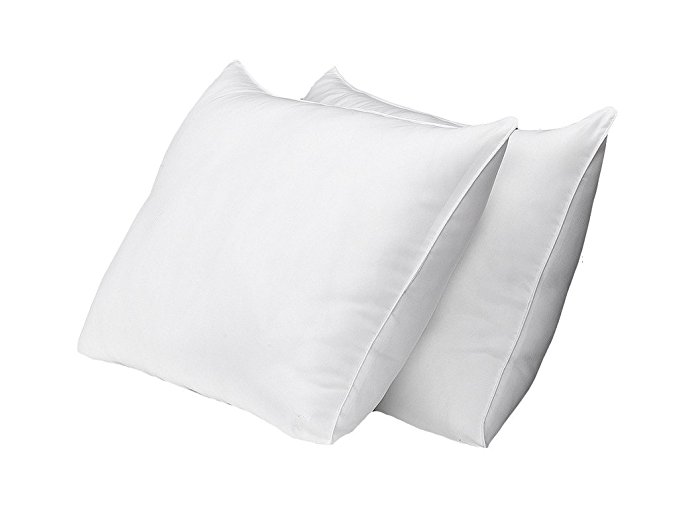Exquisite Hotel Standard Size Bed Pillows- 2 Pack White Hotel Pillows- Gel Fiber Filled FIRM Gel Pillows with Hypoallergenic Classic Cover- Best Pillow For Side Sleepers & Back Sleepers