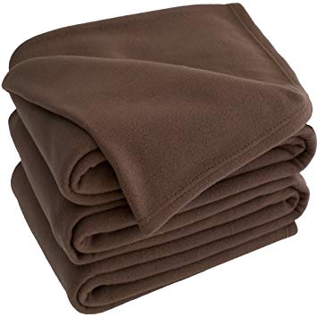 Polar Fleece Cozy Bed Blanket - Hypoallergenic Premium Poly-Fiber Yarns, Thermal, Lightweight Blanket (Full / Queen, Cocoa)