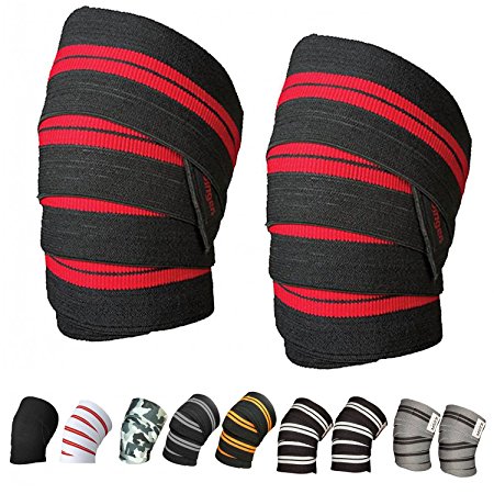 Power Weight Lifting Knee Wraps Lifter Lifting Wraps 74" long and 3" wide Elasticated Knee Straps Strengthen Training Workout Home gym Training wrap