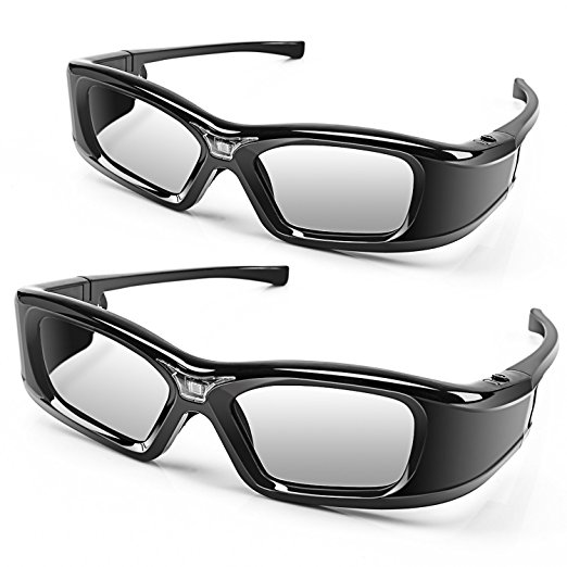 APEMAN 3D Glasses DLP Active Shutter 3D Glasses Rechargeable Hi-Brightness / Contrast Compatible with All 3D DLP Projectors (2 Pack)