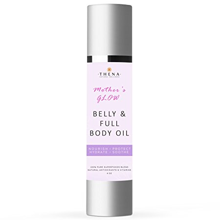 Organic Belly Oil For Pregnancy & 100% Natural Full Body Moisturizer Prevent Stretch Marks, Nourishing Massage Oil & Best Postpartum Beauty SkinCare Products During After Pregnancy, Mother’s Glow 4 oz