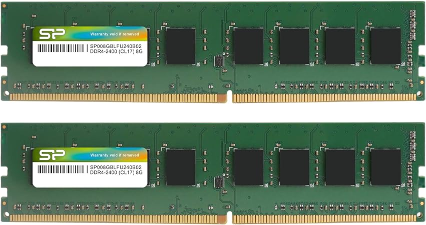 Silicon Power 16GB Kit (2 x 8GB) DDR4-RAM-2400MHz (PC4 19200) 288 Pin 1.2V Non-ECC Unbuffered 16GB-UDIMM-Desktop Memory