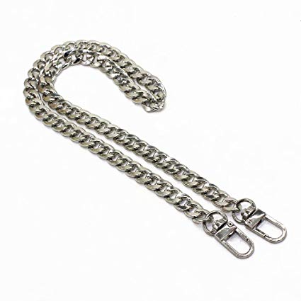 MW 23.6" Iron Flat Chain Strap Handbag Chains Accessories Purse Straps Shoulder Replacement Straps, with Metal Buckles (Silver)