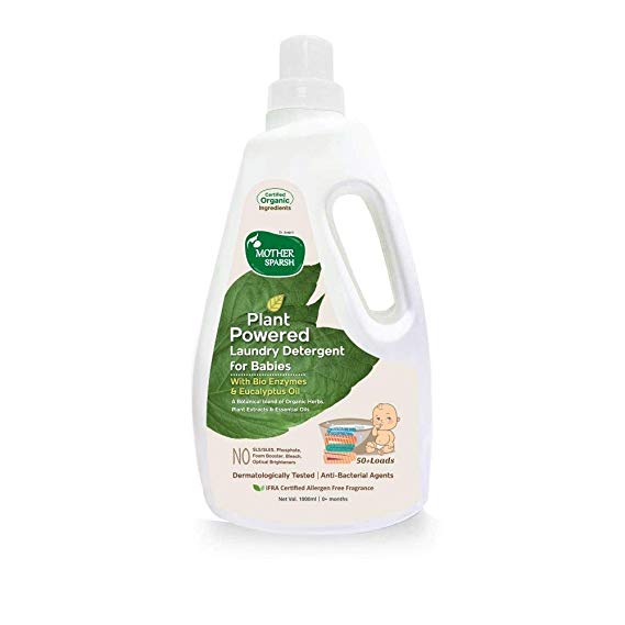 Mother Sparsh Baby Laundry Liquid Detergent (Powered by Plants) with Bio - Enzymes and Eucalyptus Oil, 1l