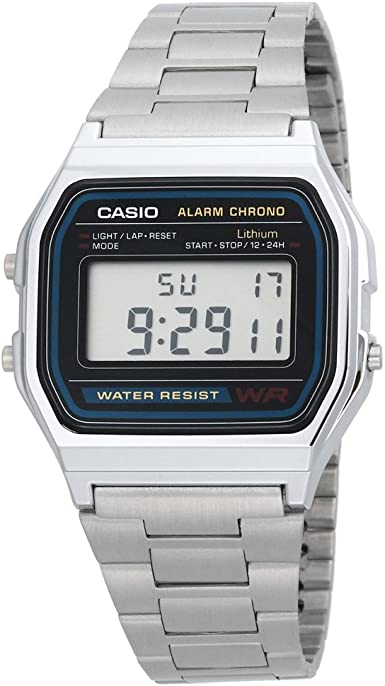 Casio Men's Classic Digital Stainless Steel Bracelet Watch, with Alarm and Stopwatch, and Auto Calender Features, with a Adjustable Clasp Lock, Water Resistant