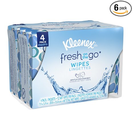 Kleenex Fresh on the Go Moist Wipes 12 Count Pack of 6