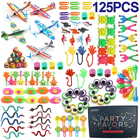 Amy&Benton Pinata Filler Kids Birthday Party Favors for Goodie Bag Fillers 125PCS Carnival Prize for Kids Prize Box Toys for Classroom Treasure Box Prizes Bulk Toy Assortment for Boys