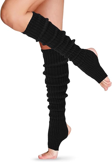 Women Winter Long Leg Warmers 24 Inch Over the Knee Ribbed Knit Leg Warmer for 80s Party Dance Sports