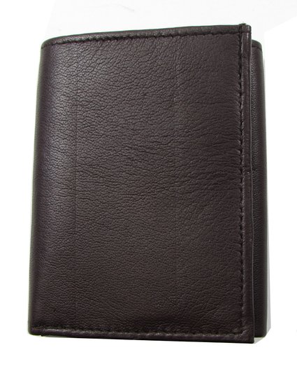 Durable Compact Mens Wallet Brown Leather Trifold Six Credit Card Slots Campus Market