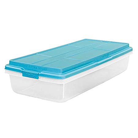 Hefty Clear Latch Box, Teal Sachet Lid and Handles (63-Quart)