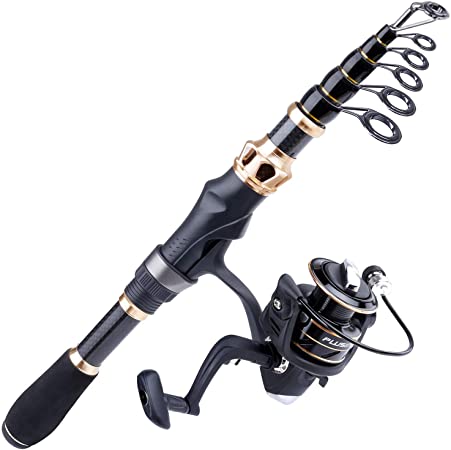 PLUSINNO Fishing Rod and Reel Combos Carbon Fiber Telescopic Fishing Rod with Reel Combo Sea Saltwater Freshwater Kit Fishing Rod Kit