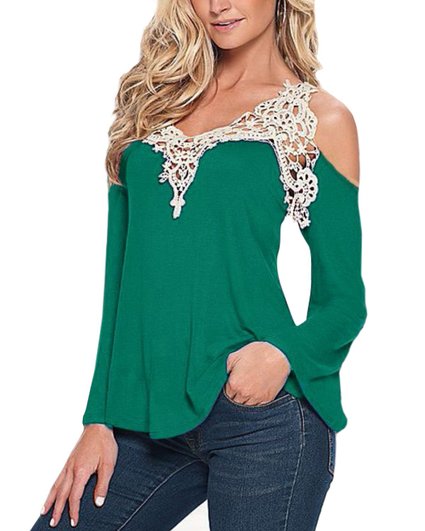 ZANZEA Women Off Shoulder Lace Crochet Hollow Long /Short Sleeve Blouse Tops