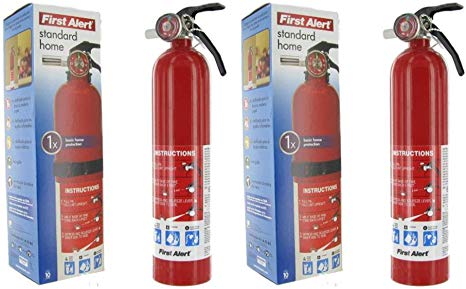First Alert thg HOME1 ABC 2.5 Pound Rechargeable Fire Extinguisher-HOME1-1-A:10-B:C-10-Year Warranty 2 Pack