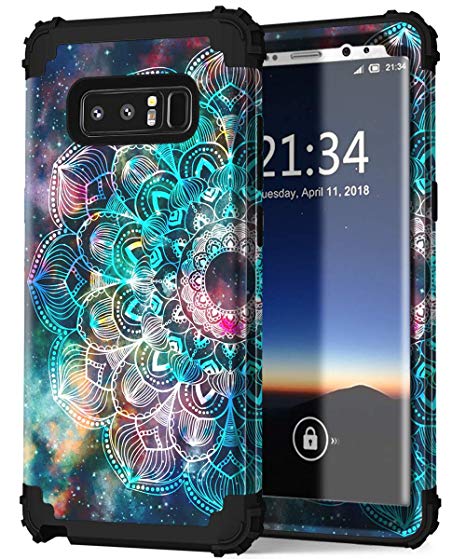 Samsung Galaxy Note 8 Case, Hocase Heavy Duty Shockproof Hard Plastic Silicone Rubber Bumper Dual Layer Protective Case for Samsung Galaxy Note 8 - Mandala in Galaxy