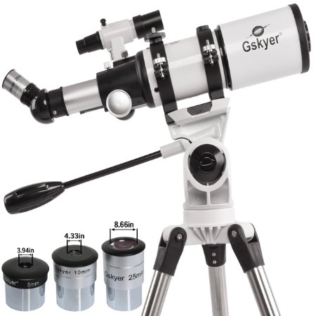 Gskyer Refractor 400 X 80mm Dual-speed Slow Motion Mount Telescope- Wide Bright Multicoated Eyepiece Maximum to 22mm Dia-sturdy Stainless Tripod- Good Partner to View Moon and Planet Just At Your Home