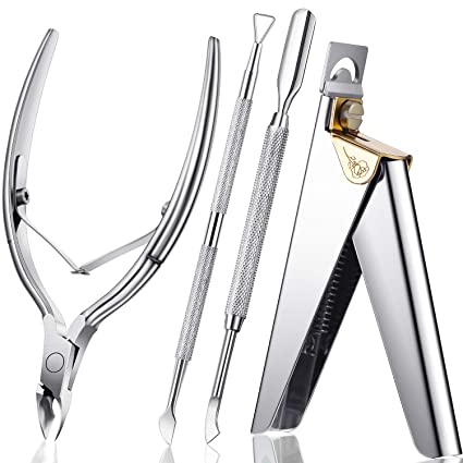 Nail Clippers for Acrylic Nails, Acrylic Nail Clipper, Nail Cutter for Acrylic, False Nail Tips Clipper Set, Stainless Steel Rainbow Color Nail Manicure Set for Salon Home Nail Art (Silver)