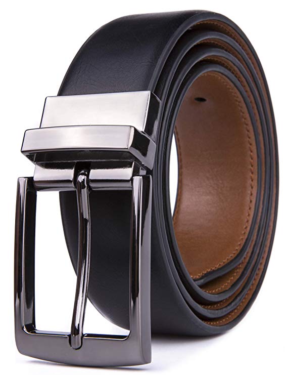 Mens Belt, Reversible Leather Belts for Men, Rotated Buckles, Dress and Casual, Classic & Fashion Designs for Man