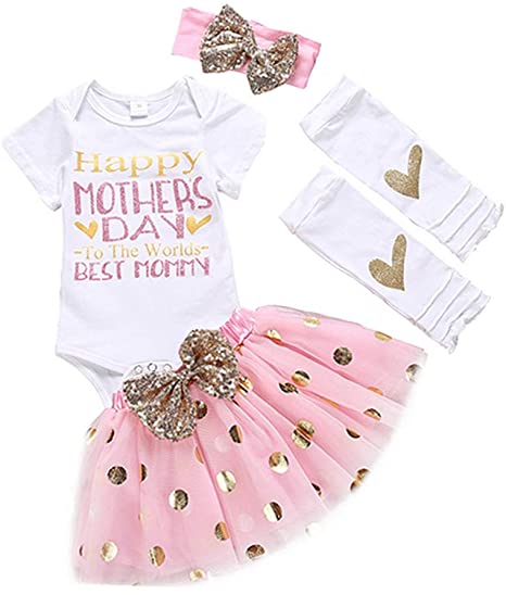 Xifamniy Baby Girls My First Easter/Mothers Fathers Day/ 4th of July Outfit NewbornTutu Dress Clothes Set