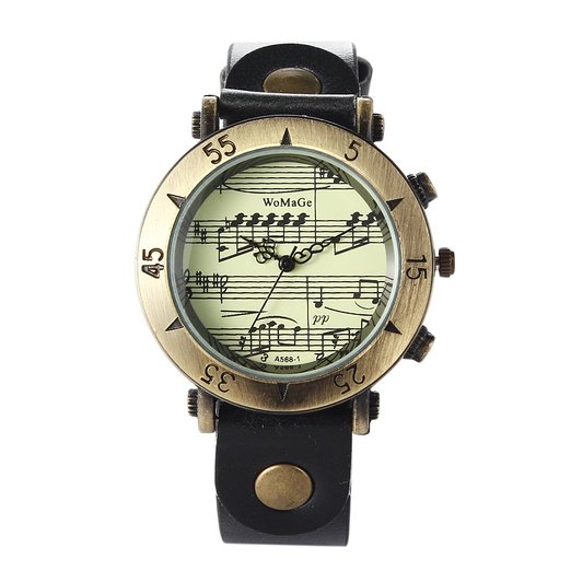 Sotijobs Unisex Teens Music Notes 55 Marks Round Facial Wrist Watch Black