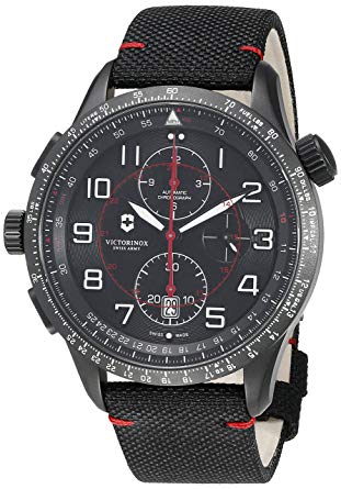 Victorinox Airboss Mach 9 Analog Display Chronograph Automatic Watch, Silver Stainless Steel Band, 45mm