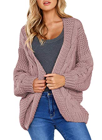 Dokotoo Womens Open Front Long Sleeve Chunky Knit Cardigan Sweater S-XXL