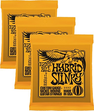 Ernie Ball 2222 Nickel Regular Slinky Orange Electric Guitar Strings 3 Pack