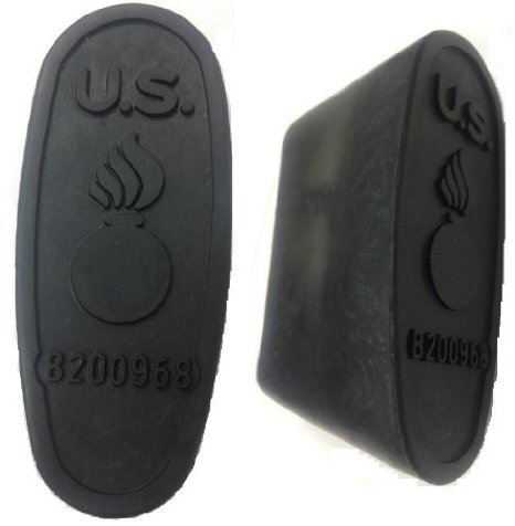 Ultimate Arms Gear -  Tactical Stealth Black 1quot Slip On Boot Rubber Recoil Reducing Combat Buttpad Butt Pad with US Flaming Bomb Insignias and Removable Spacer For M1 M-1 M1A M14 Garand Springfield 1903 1903A3 1903A4 Rifle Stock