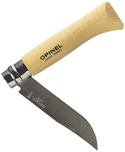Opinel No 08 Stainless Steel Folding Everyday Carry Locking Pocket Knife with Beech Wood Handle and Leather Sheath