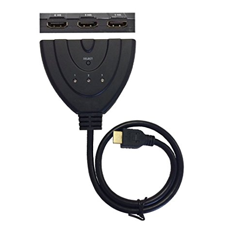 New Wayzon 3Port HDMI Splitter Switcher 3x1 Auto Switch 3-In 1-Out With 20 CM/6 Inch HDMI Output Pigtail Cable