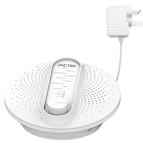 White Noise Machine, [Updated Version] Pictek 24 Natural Soothing Sounds Conditioner Machine, Portable with Permanent Option Timer Spa Relaxation Sound Sleep Therapy for Baby, Adult, Office or Travel- White(UK Plug)