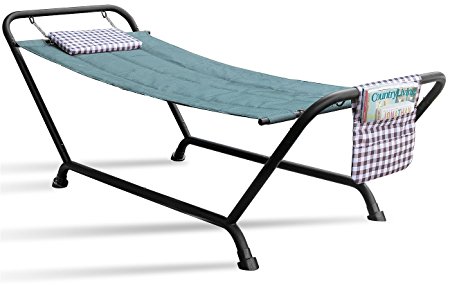 Sorbus Hammock Bed with Stand, Features Deluxe Pillow and Storage Pockets, Heavy Duty, Supports 500 Pounds, Great for Patio, Deck, Yard, Garden Camping Furniture