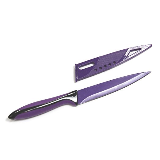 Chef Craft Utility Knife with Sheath, 5", Purple/Black