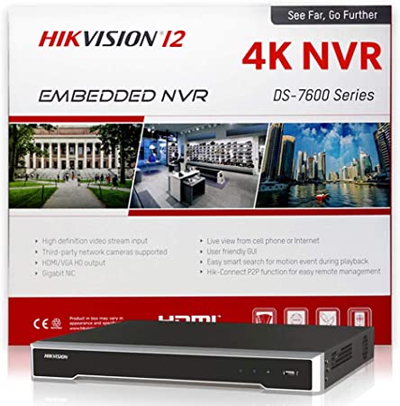 Hikvision 4K 8-Channel Network Video Recorder DS-7608NI-I2/8P 12MP POE Plug-and-Play NVR (International English Upgradeable)