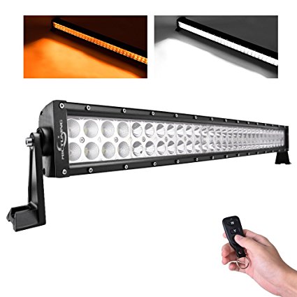 MICTUNING 31.5" 180W Amber White LED Work Fog Light Bar Spot Flood Combo Strobe Lights with Remote Controller